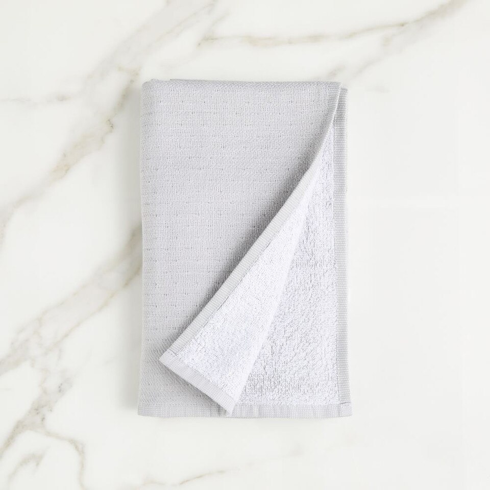 Organic Woven Towel Frost Gray West Elm UK
